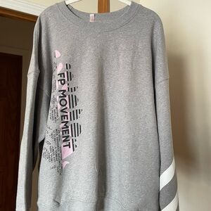 FP Movement Gray Sweatshirt with Pink and Black Accents, Size Medium